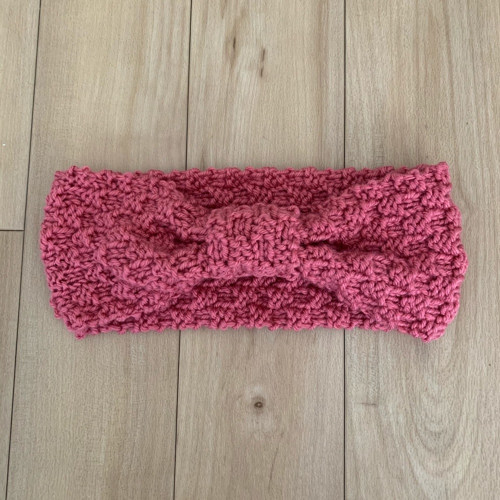 Handmade Rose Pink Knit Headband